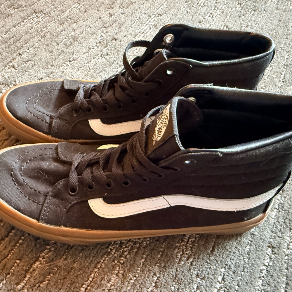 Vans Black High-Top Sneakers with White Side Stripe